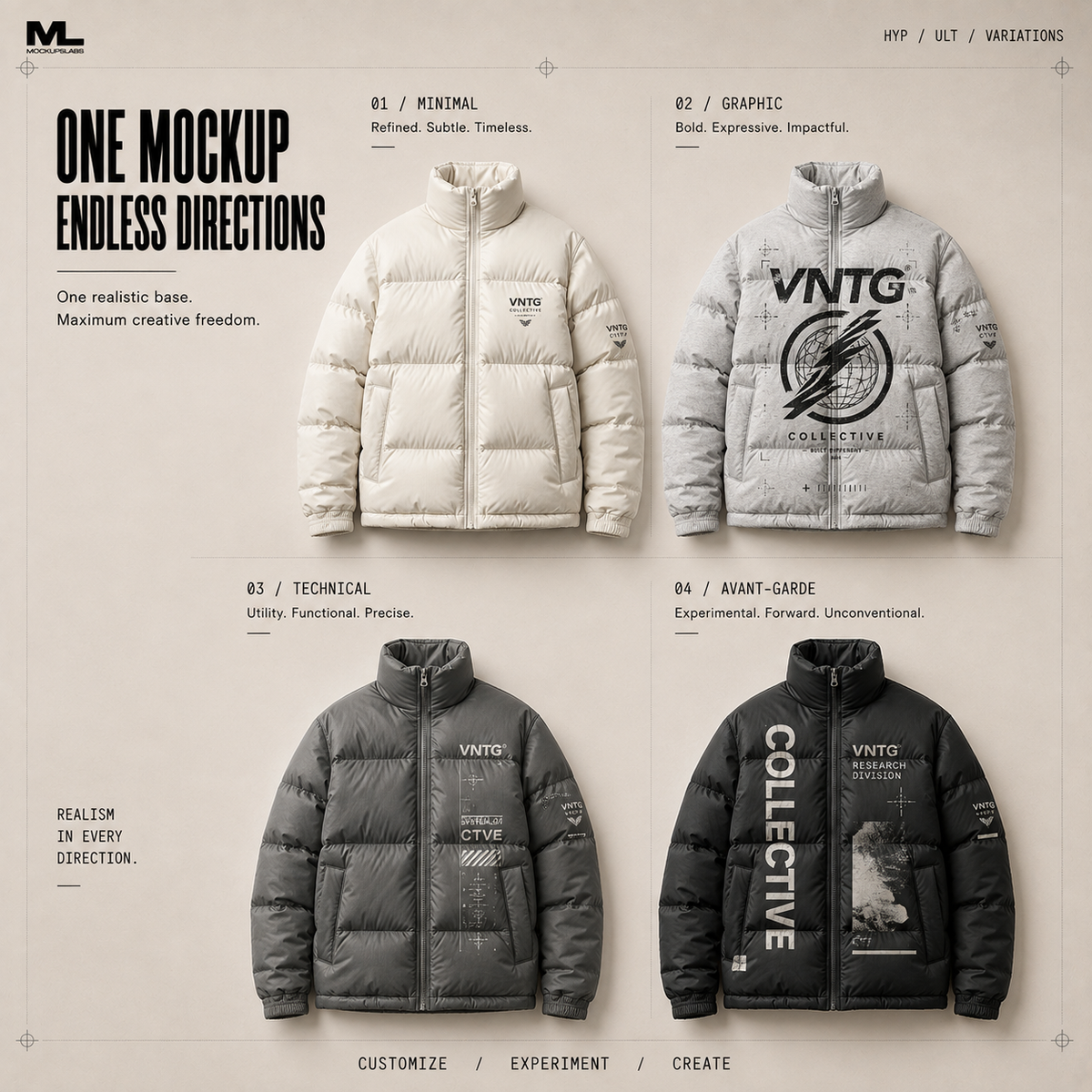 Hyperrealistic Ultimate mockup versatility across multiple design directions
