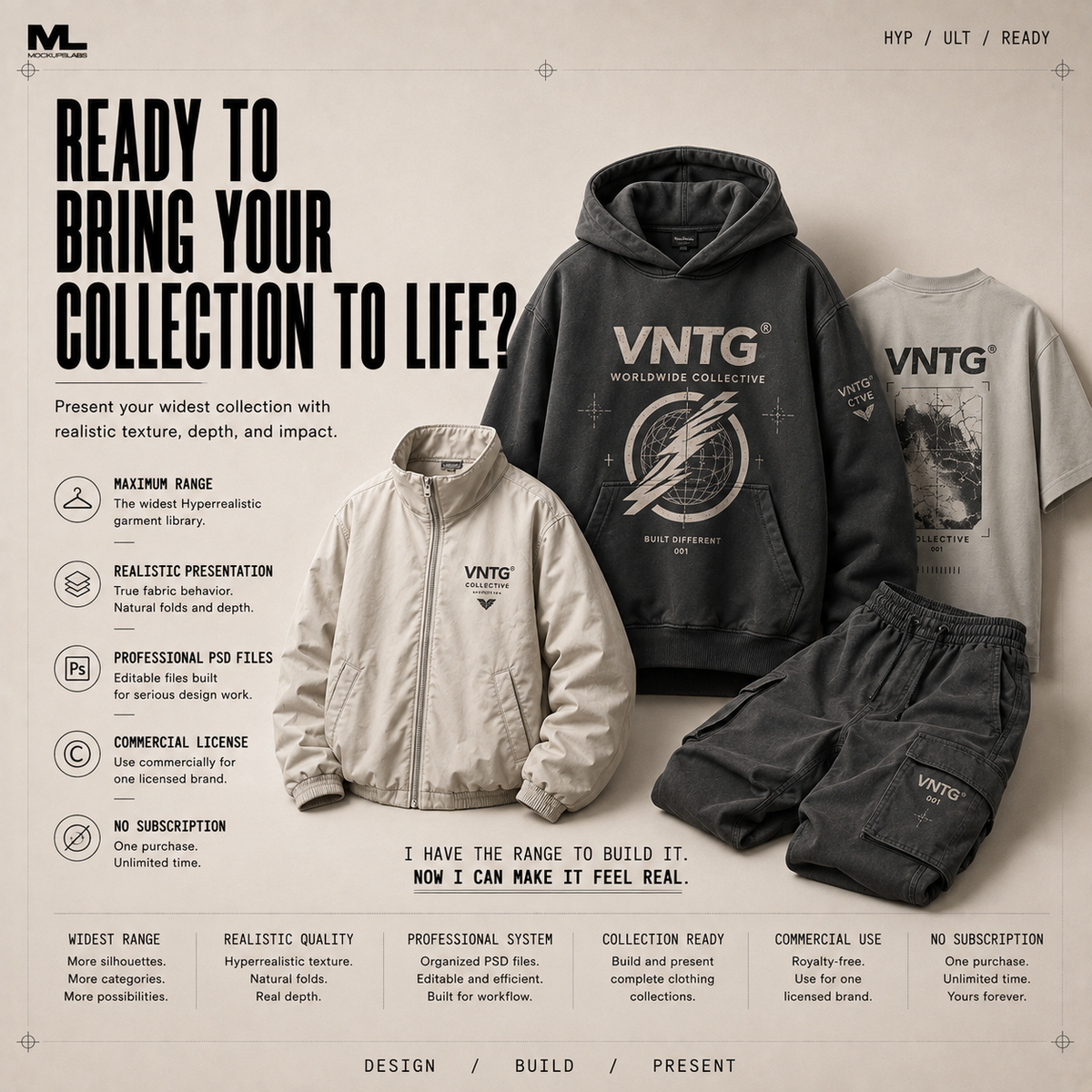 Hyperrealistic Ultimate realistic clothing mockup use-case preview