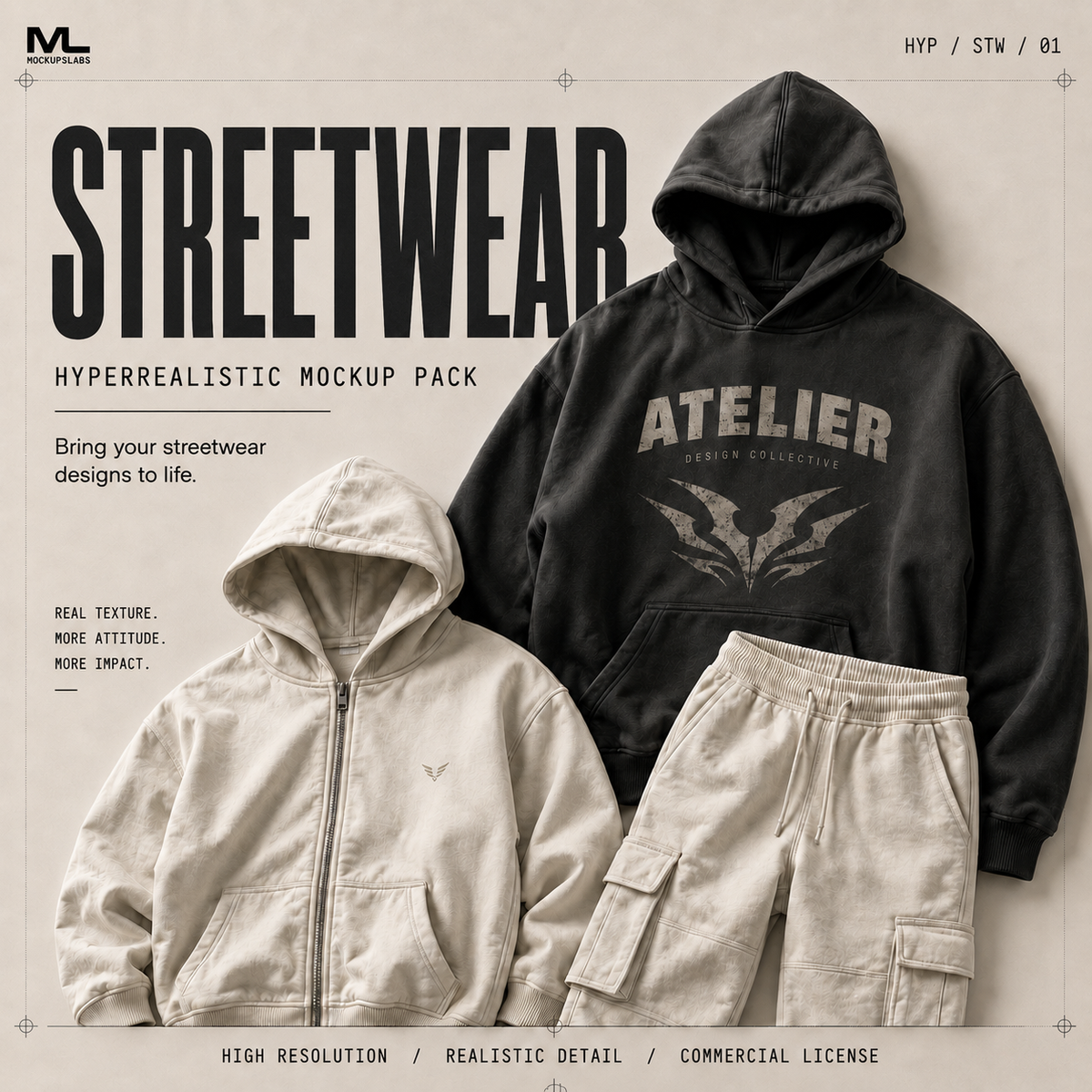 Hyperrealistic Streetwear Mockup Pack