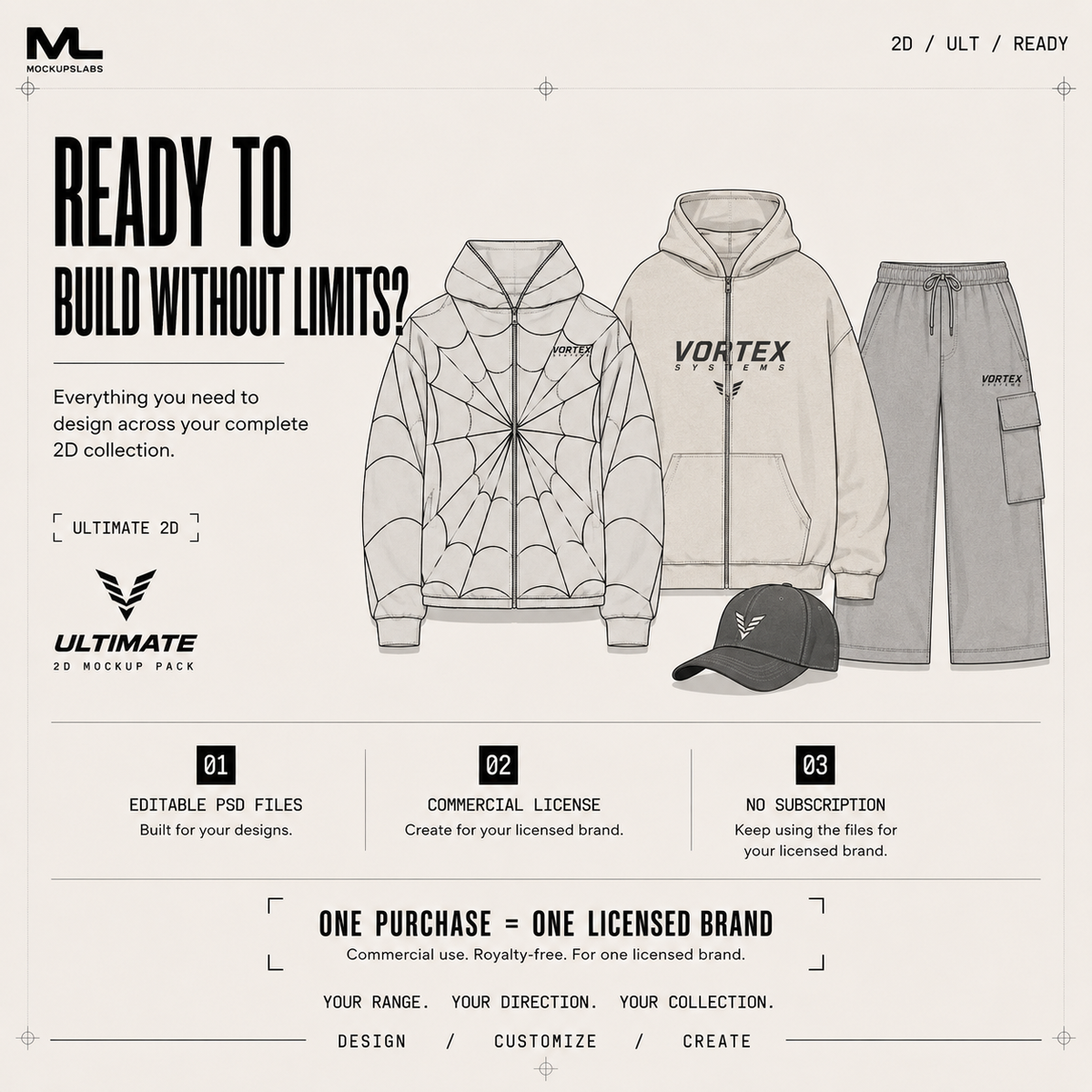 2D Ultimate editable clothing mockup use-case preview