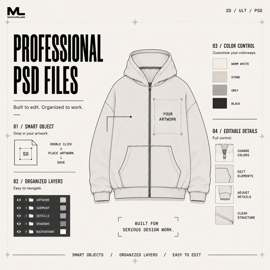 2D Ultimate professional PSD mockup file with editable organized layers