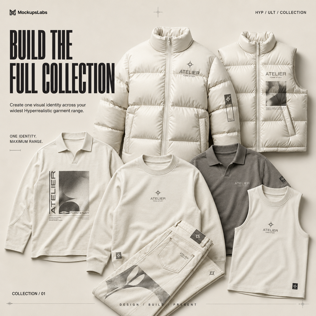Hyperrealistic Ultimate collection presentation with realistic apparel designs