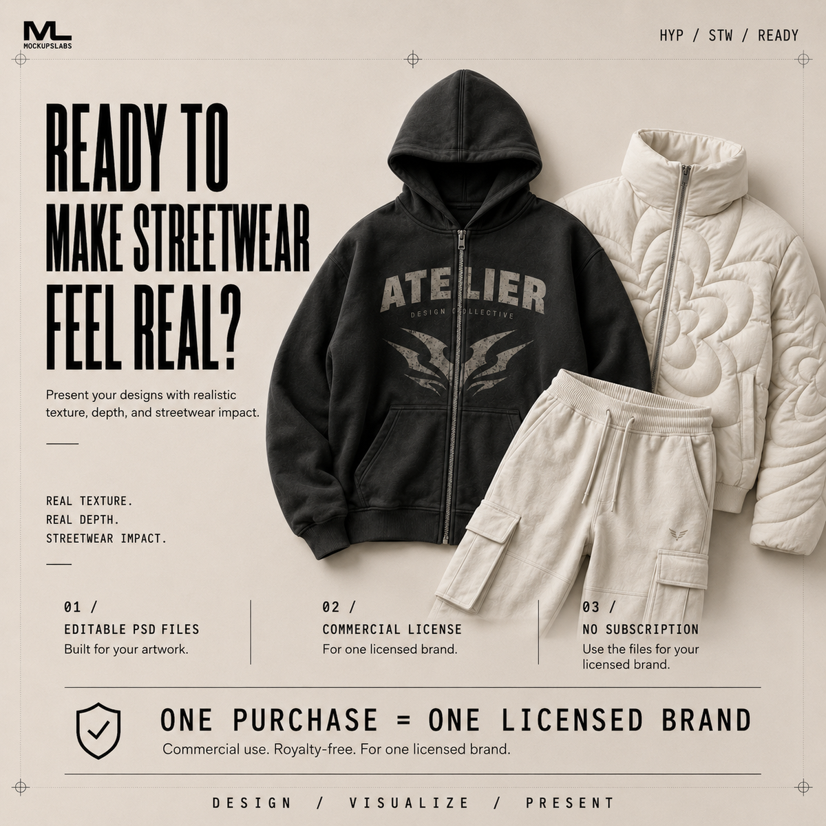 Hyperrealistic Streetwear realistic clothing mockup use-case preview