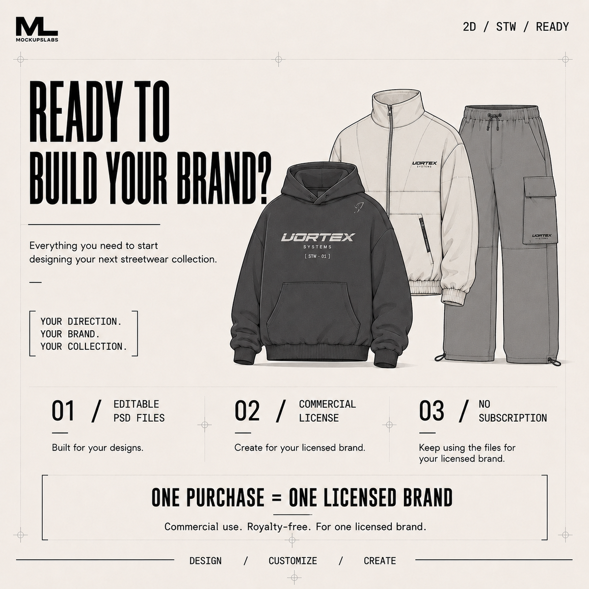2D Streetwear editable clothing mockup use-case preview