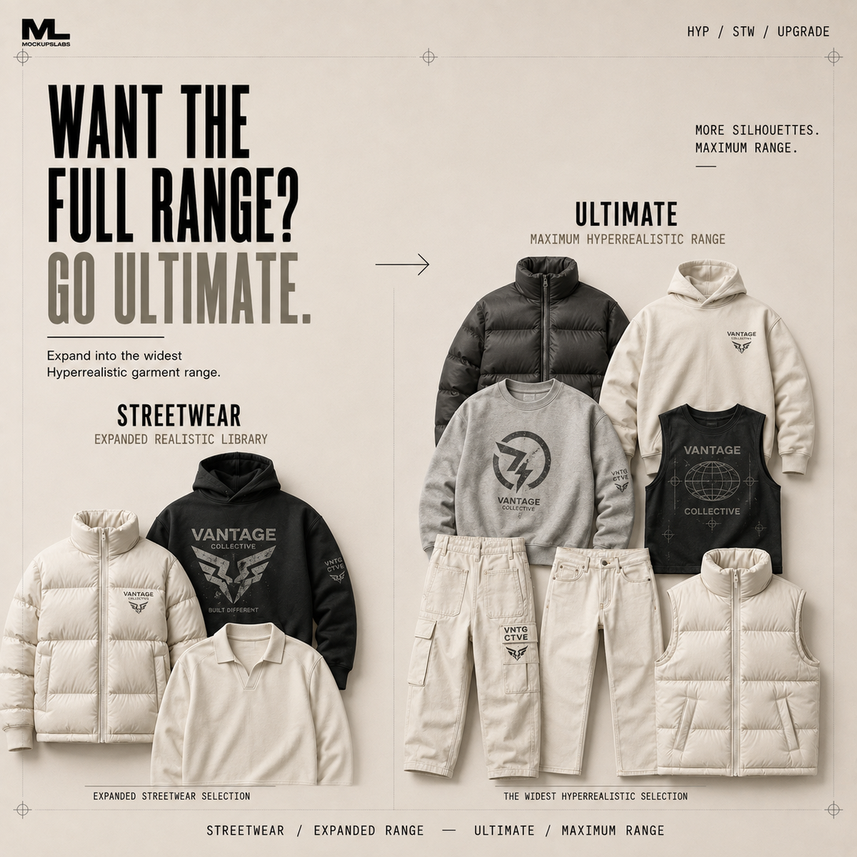 Hyperrealistic Streetwear and Ultimate mockup library comparison