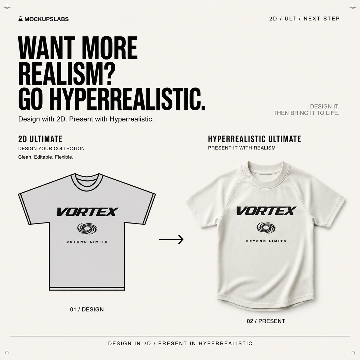 2D Ultimate and Hyperrealistic Ultimate mockup workflow comparison