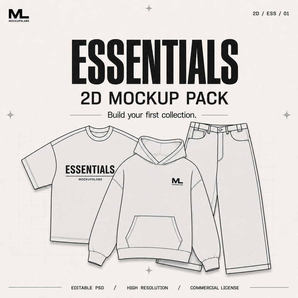2D Essentials editable clothing mockup pack cover