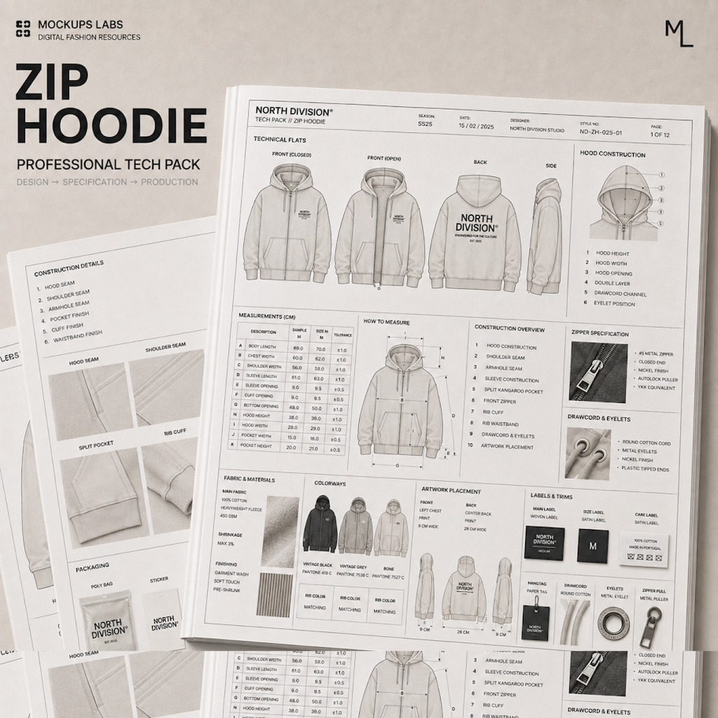 MockupsLabs Zip Hoodie Tech Pack cover artwork