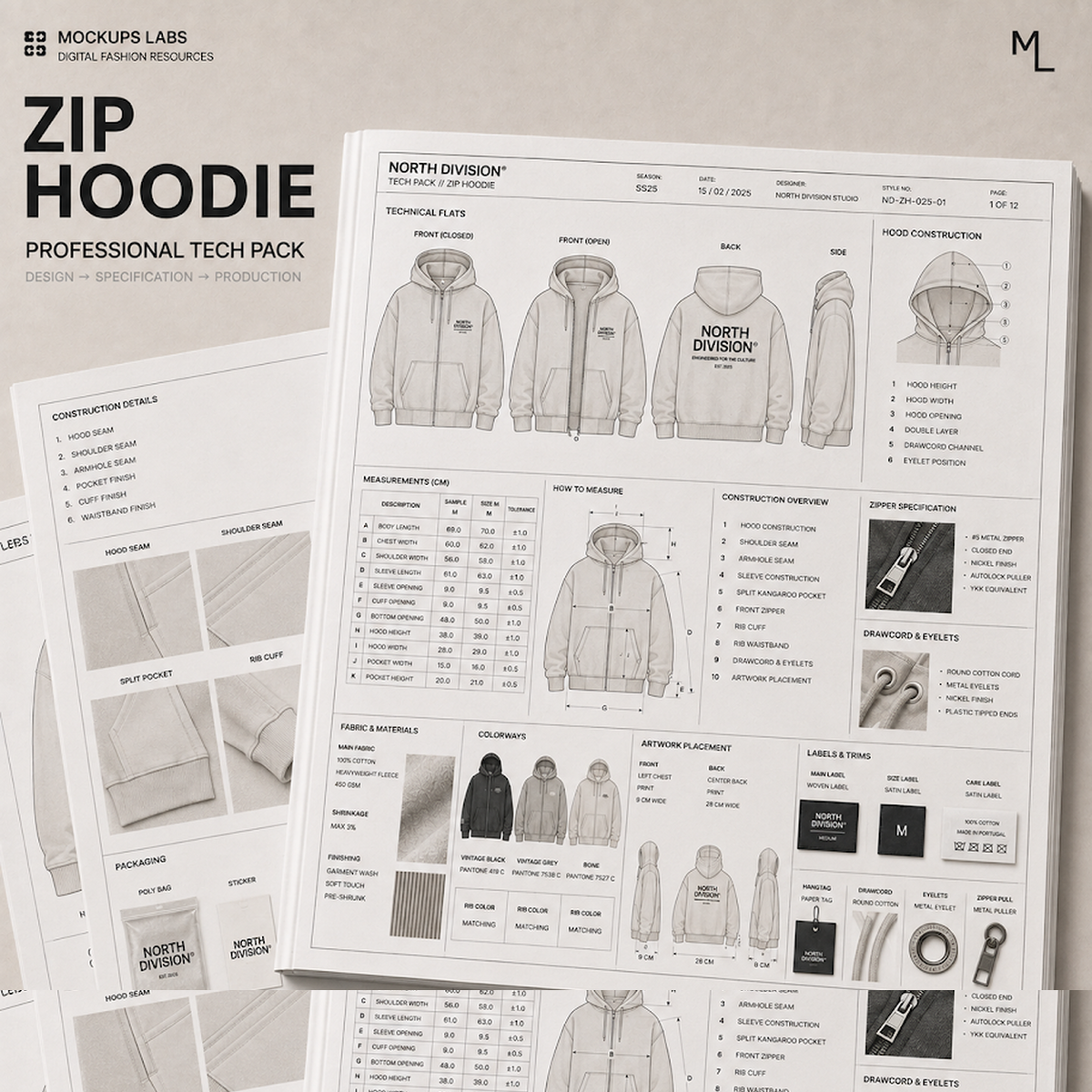 MockupsLabs Zip Hoodie Tech Pack cover artwork