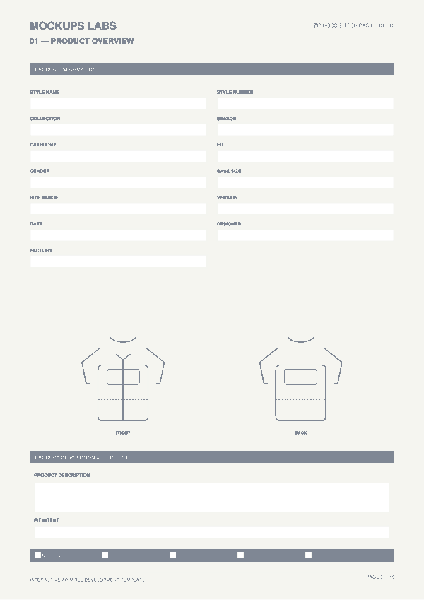 Zip Hoodie Tech Pack real file preview — Overview